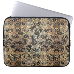 Marble &amp; Gold Geometric Pattern Laptop Sleeve