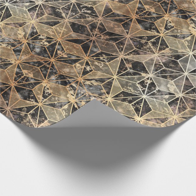 Marble & Gold Geometric Pattern Wrapping Paper (Corner)