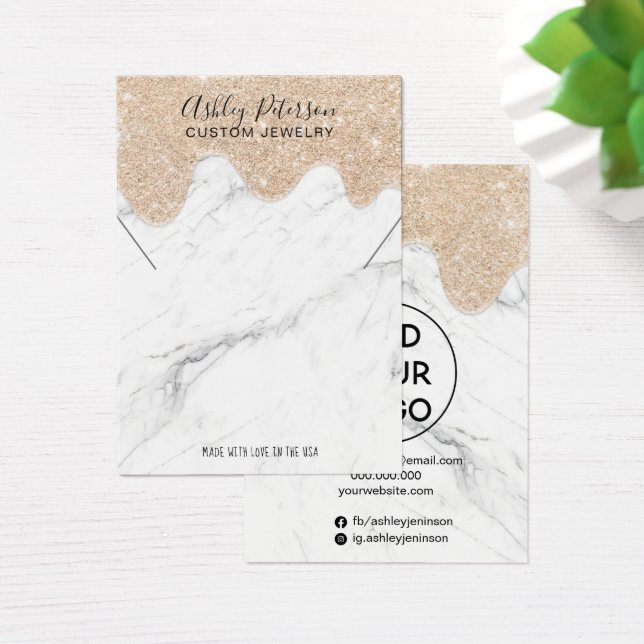 Marble gold glitter drips jewelry necklace display (Desk)