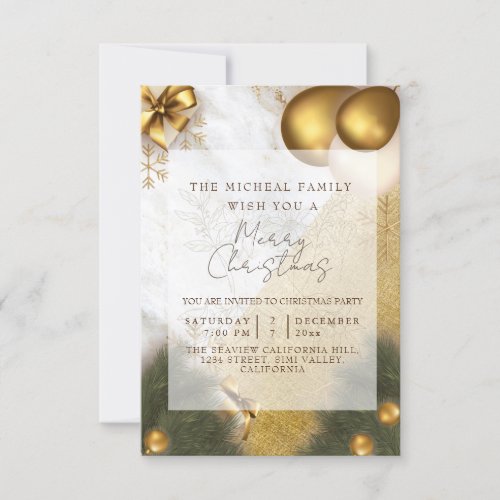 Marble gold glitter Year  Christmas Celebration I Invitation