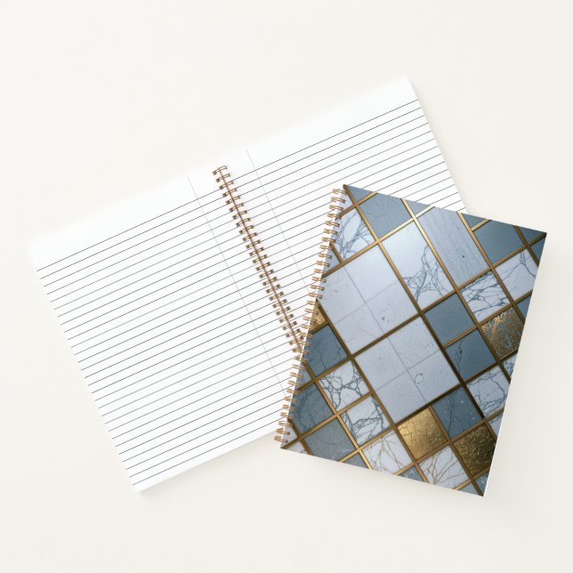 Marble Gold Grid Luxury Geometry Deluxe  Notebook (Inside)