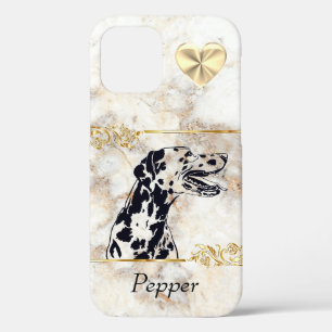 Marble/Gold Inked Dalmatian Dog iPhone 12 Case