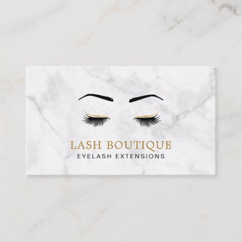 Marble Gold Lash Beauty Aftercare Instruction Business Card