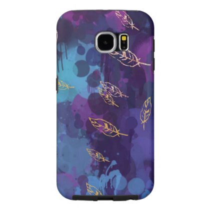 marble, gold leafs, indigo,violet,purple,blue,pink samsung galaxy s6 case