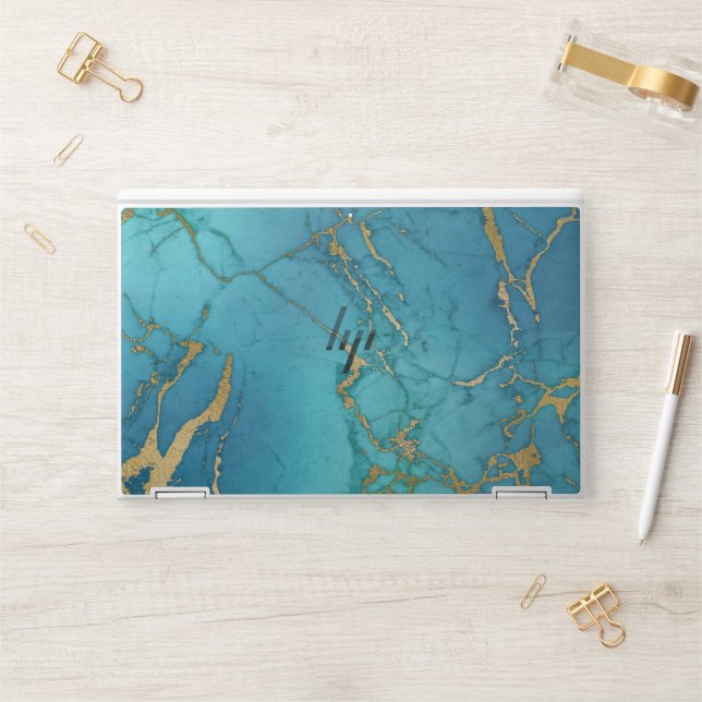 Marble Gold Metallic Stone Pretty HP Laptop Skin (Desk)