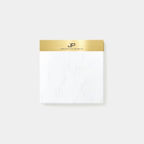 Marble  Gold Modern Monogram Initial Template Post_it Notes