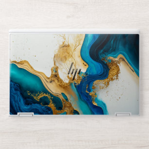 Marble Gold & Navy Blue Metallic G5/6 HP Laptop Skin