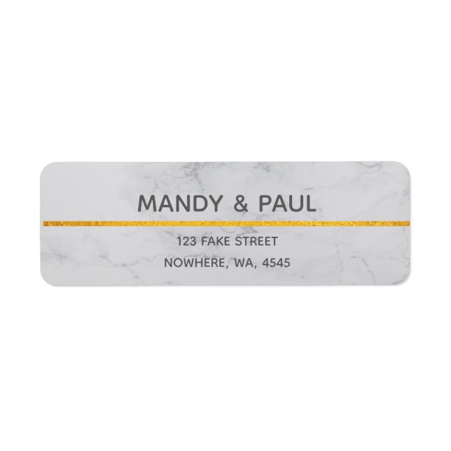 Marble & Gold Photo Birthday Label (Front)