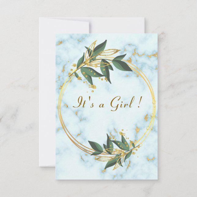 Marble Gold QR Code Baby Girl Shower Invitation (Back)