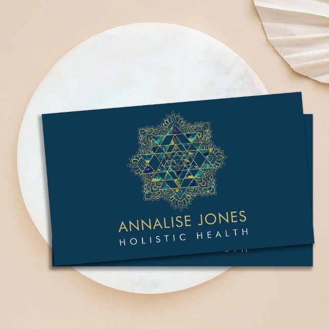 Marble & Gold  Sri Yantra  / Sri Chakra in Lotus Business Card (Creator Uploaded)