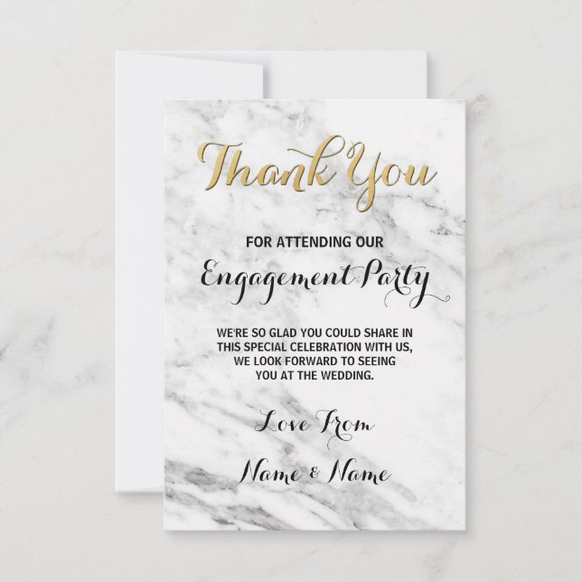 Marble Gold Thank You Card Engagement Deco Wedding (Front)
