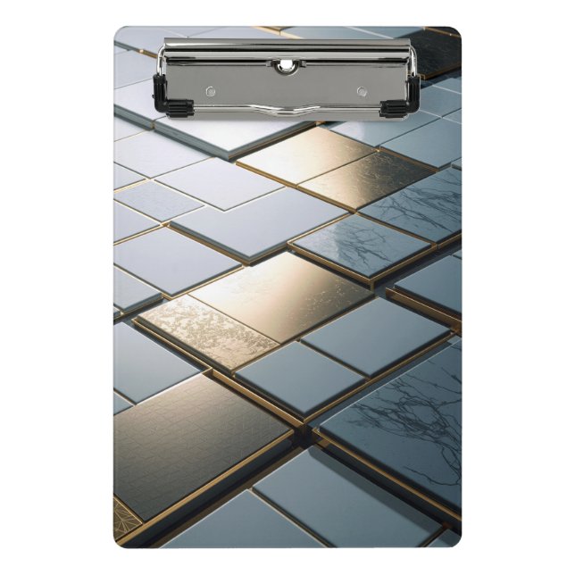 Marble Gold Tiles Luxury Geometry Mini Clipboard (Front)