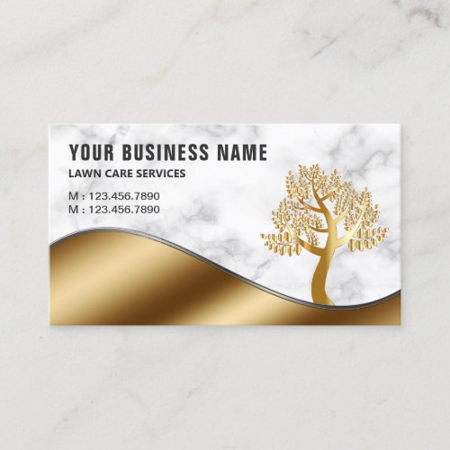 Marble Gold Tree Gardening Landscaping Lawn Care Business Card