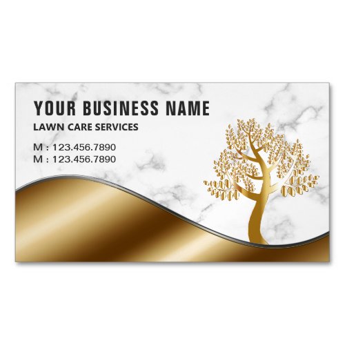 Marble Gold Tree Gardening Landscaping Lawn Care Business Card Magnet