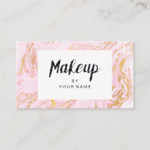 Marble Gold White Pink Pastel Black Makeup Artist Business Card