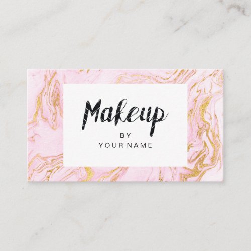 Marble Gold White Pink Pastel Black Makeup Artist Business Card