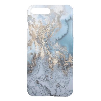 Marble Golden Blue Abstract Iphone7 Plus Case by Mayokart at Zazzle