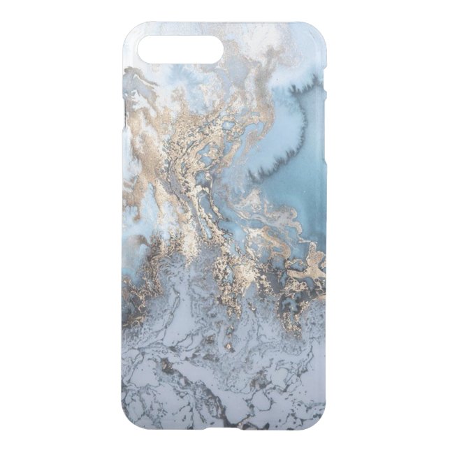 Marble Golden Blue Abstract iPhone7 plus Case (Back)