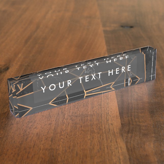 Marble Golden Mosaic Desk Name Plate (Side)