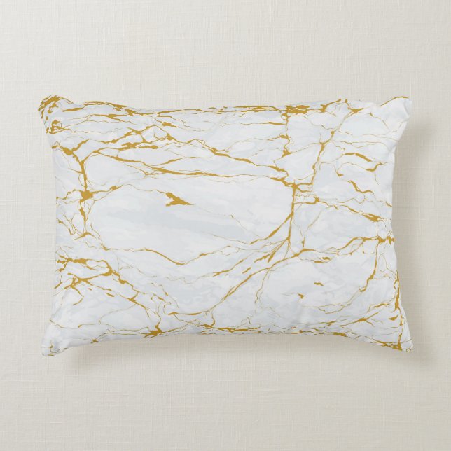Marble Golden Texture Seamless Pattern Accent Pillow (Front)