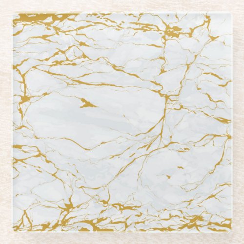 Marble Golden Texture Seamless Pattern Glass Coaster