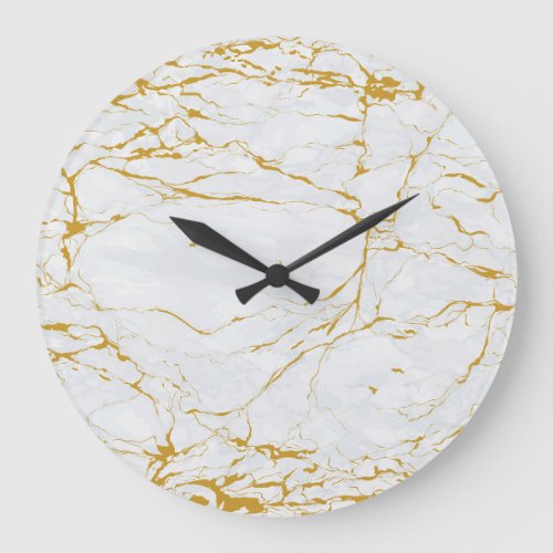 Marble Golden Texture Seamless Pattern Large Clock