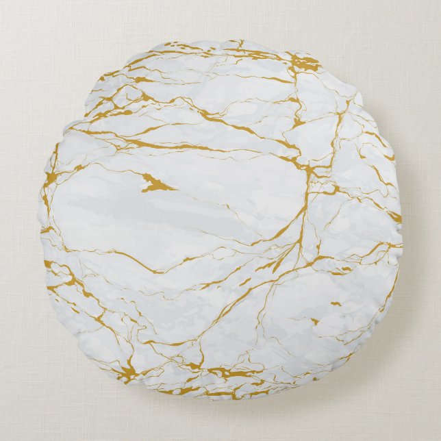 Marble Golden Texture Seamless Pattern Round Pillow (Front)