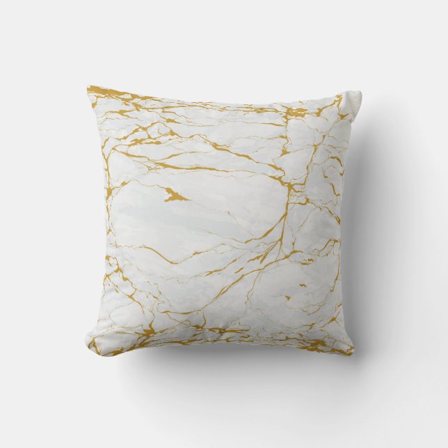 Marble Golden Texture Seamless Pattern Throw Pillow (Front)