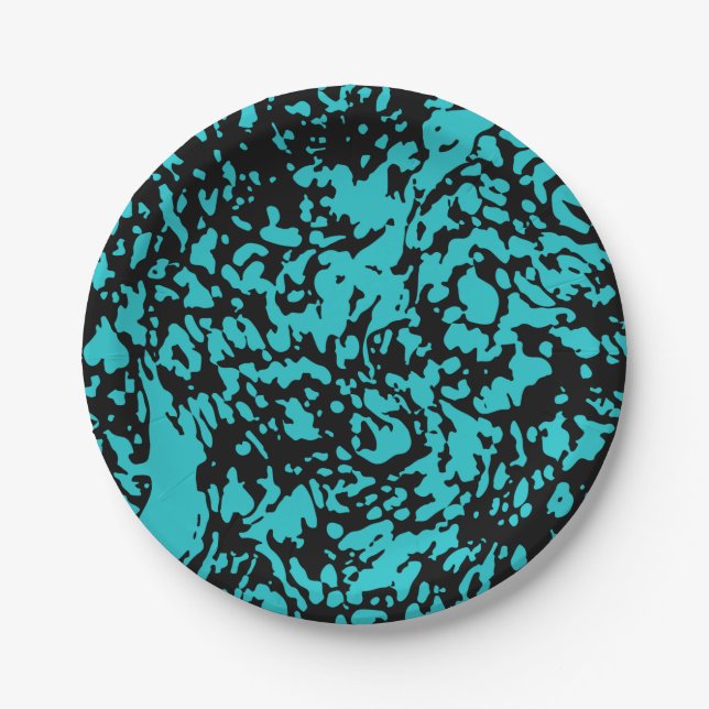 Marble Granite Texture Blue    Paper Plates (Front)