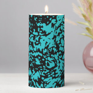 Marble Granite Texture Blue Pillar Candle