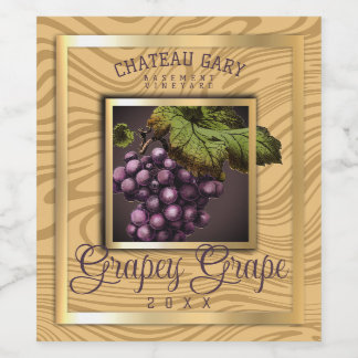 Marble grapes faux gold red wine personalized label