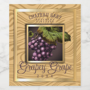 Marble grapes faux gold red wine personalized wine label