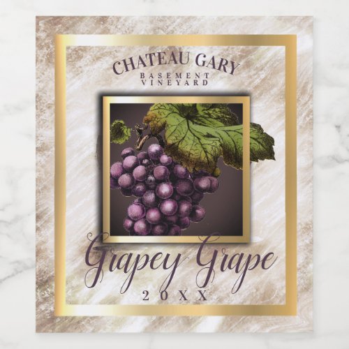 Marble grapes red wine personalized wine label