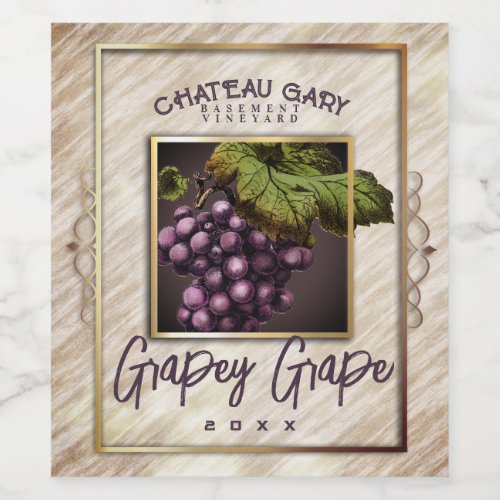 Marble grapes red wine personalized wine label