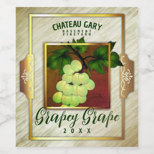 Marble grapes white wine personalized wine label