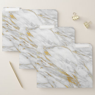 Marble Gray Gold Stone Minimal Strokes Lux Carrara File Folder