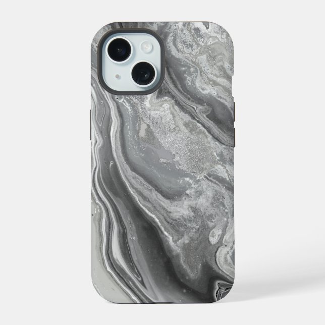 Marble Gray Light Simple Background iPhone 15 Case (Back)