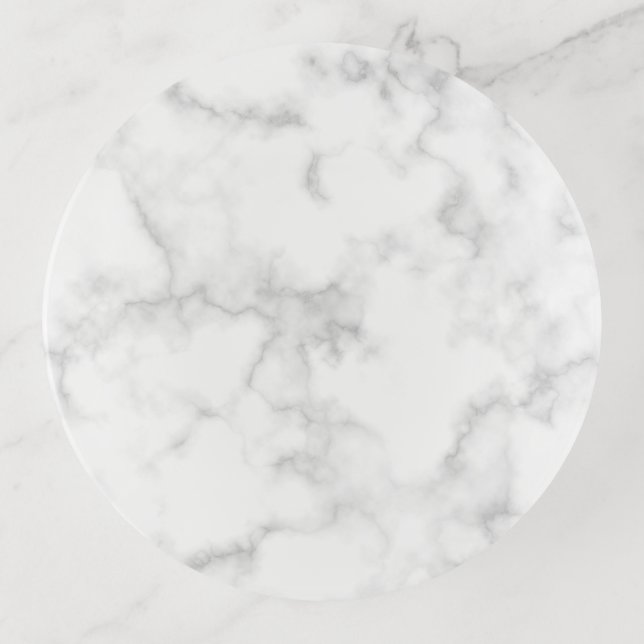 Marble Gray White Abstract Pattern Modern Elegant Trinket Tray (Front)