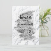 Marble Grayscale Sweet 16 Invitation (Standing Front)