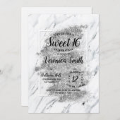 Marble Grayscale Sweet 16 Invitation (Front/Back)