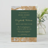 Marble Green and Gold Bridal Shower Invitation (Standing Front)