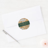 Marble Green and Gold Wedding Classic Round Sticker (Envelope)