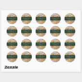 Marble Green and Gold Wedding Classic Round Sticker (Sheet)