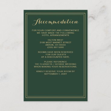 Marble Green and Gold Wedding details card