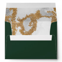 Marble Green and Gold Wedding Envelope