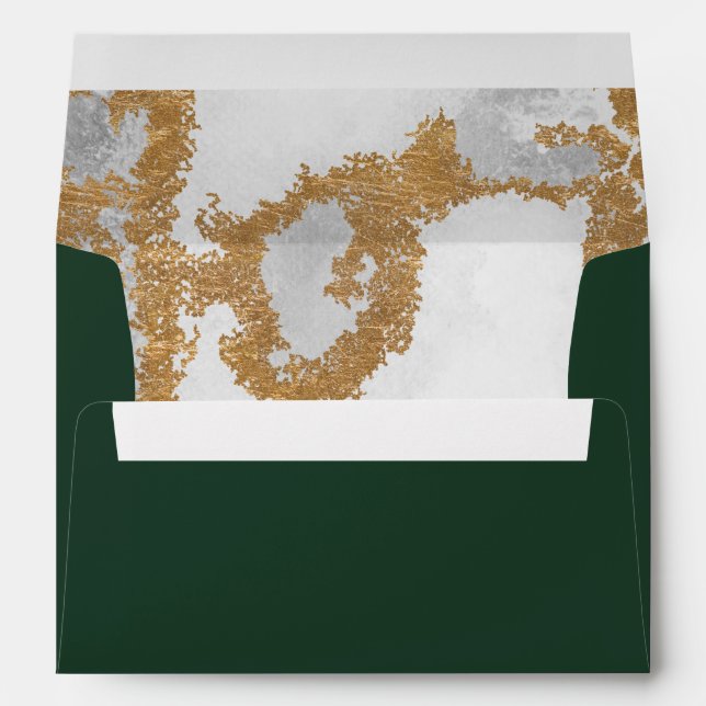 Marble Green and Gold Wedding Envelope (Back (Bottom))