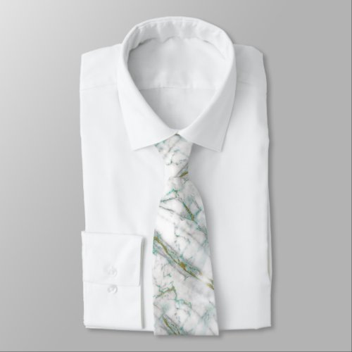 MARBLE GREEN GOLD ABSTRACT TIE