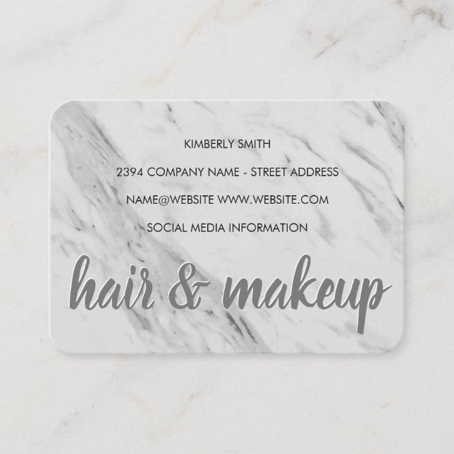 Marble Hair and Makeup Business Card (Front)