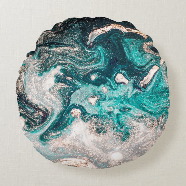 Marble Handmade: Traditional Luxury Texture. Round Pillow (Front)