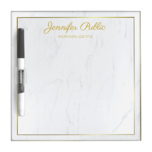 Marble Handwritten Gold Name Modern Personalized Dry Erase Board